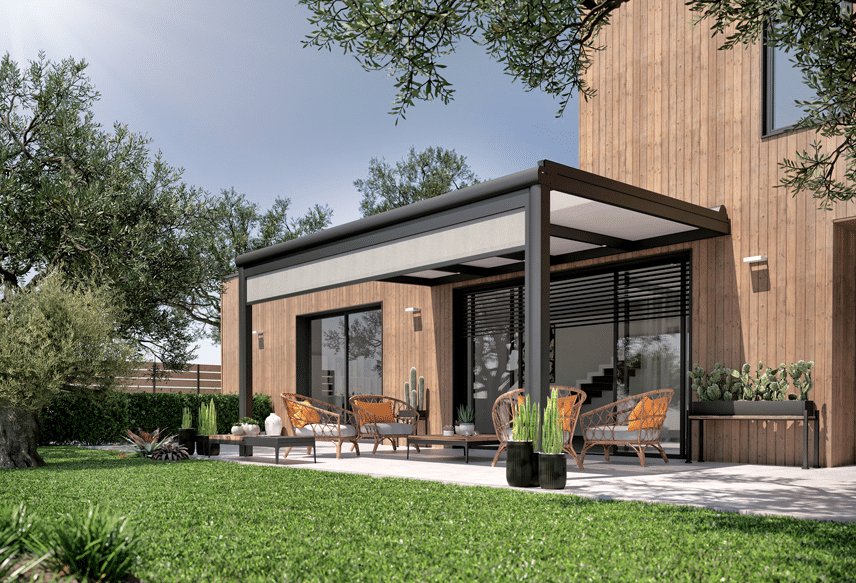 Skybox-auvent-toit-polycarbonate-opale-store-zip-Sobox Pergola bioclimatique - Corradi